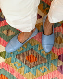 Baby Blue Slip-On Leather and Suede - Lachoix