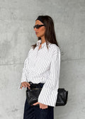 Chemise Gia Wide Cuff Cotton - White & Brown