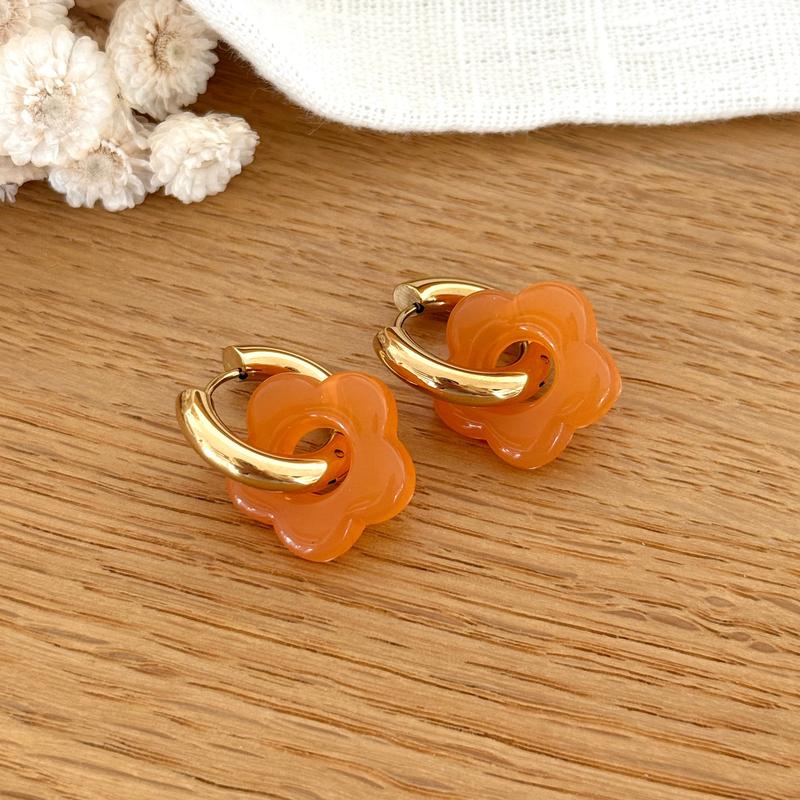 Steel Orange “Flora” Hoop Earrings