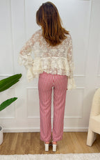 Prudence Checked Trousers - White and Red
