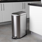 Poubelle cuisine étroite à pédale en acier 40L FULLER en inox brossé design