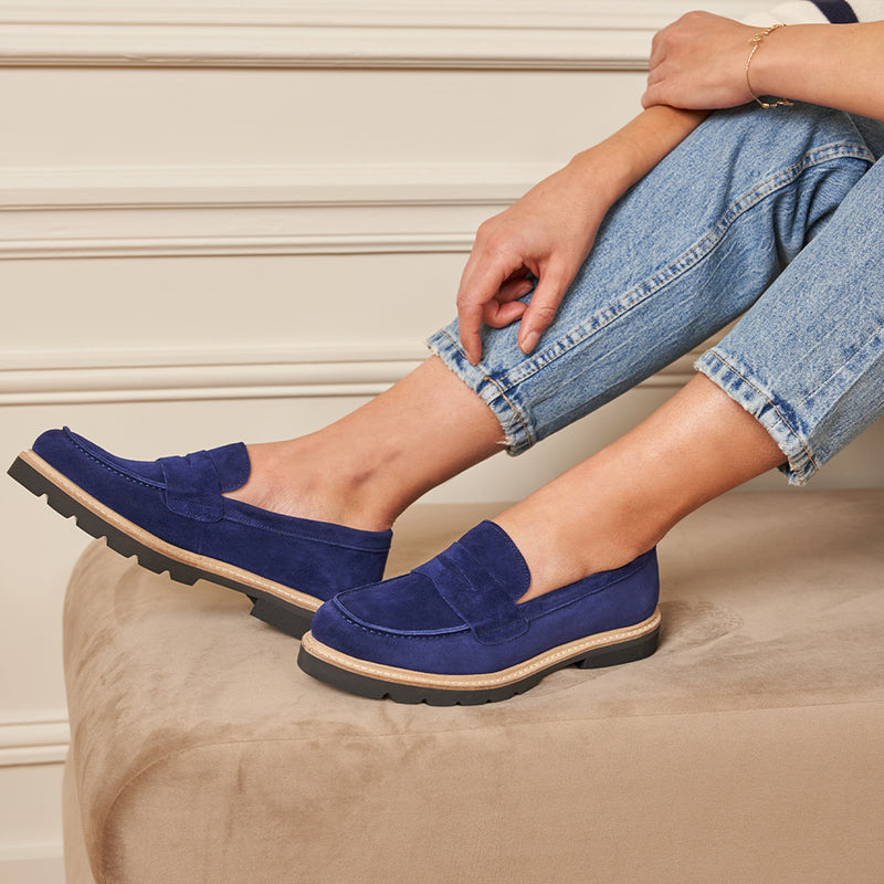 Mocassins La Femme Impatiente Daim Bleu