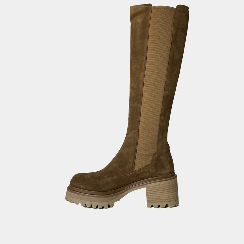 Bottes Ann Tuil Inconnu - Velours Camel Cuoio