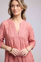 Vestido largo con manga media - Rosa