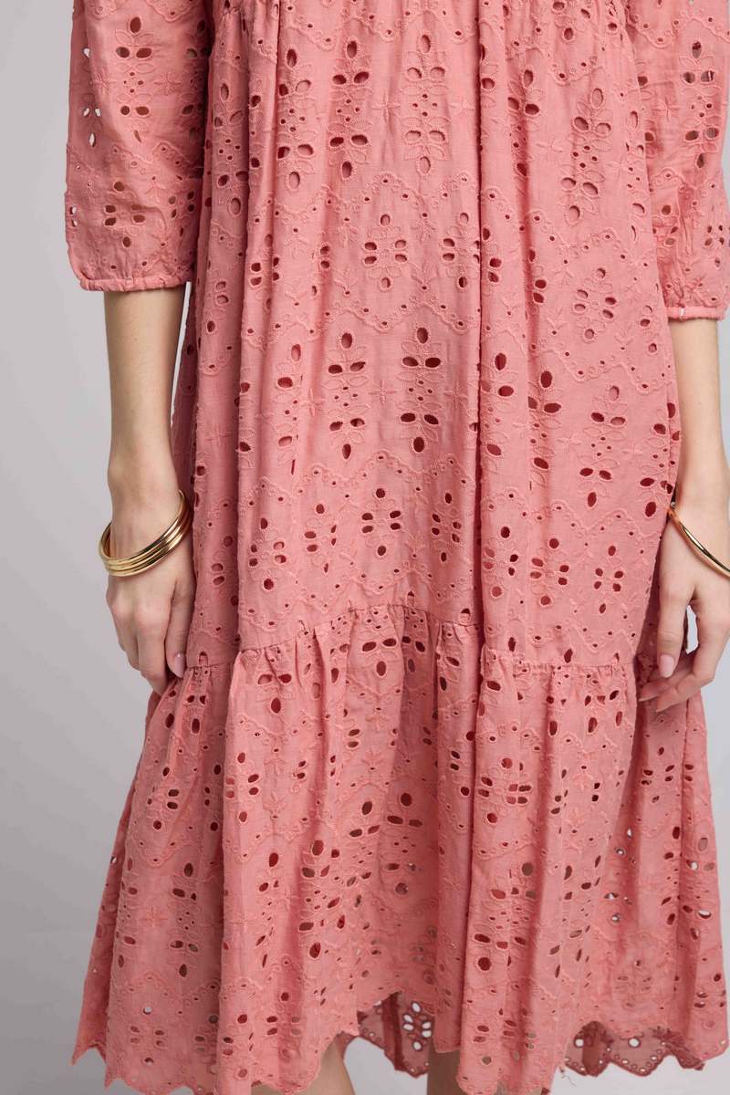 Vestido largo con manga media - Rosa