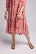 Vestido largo con manga media - Rosa