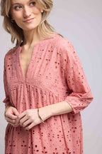 Vestido largo con manga media - Rosa