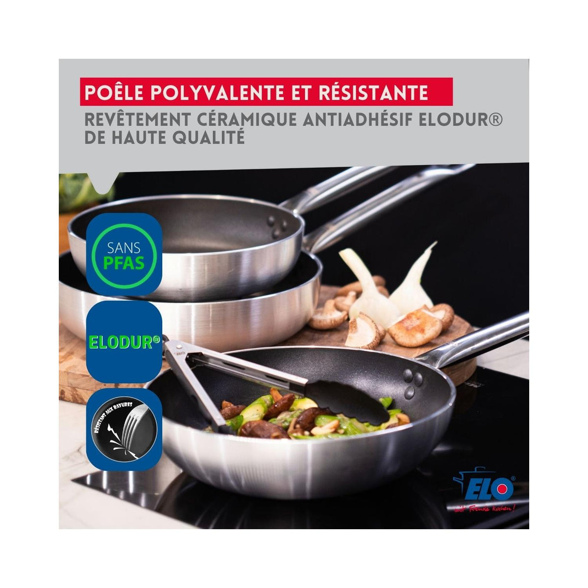 Padella In Ceramica Senza Pfas Bistro Line Elo - Grigio/Nero