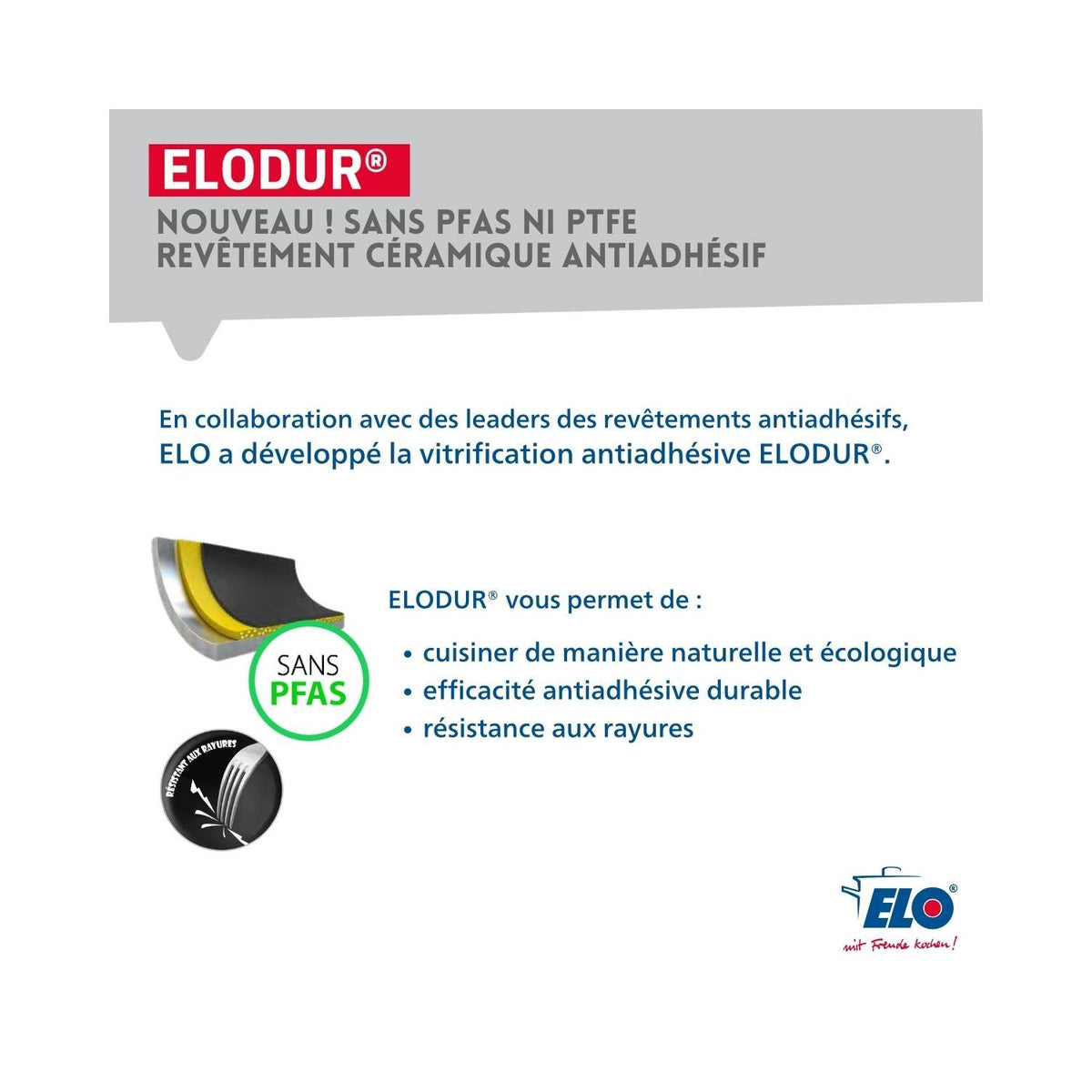 PFAS-Free Ceramic Wok Pan Bistro Line Elo - Grey/Black