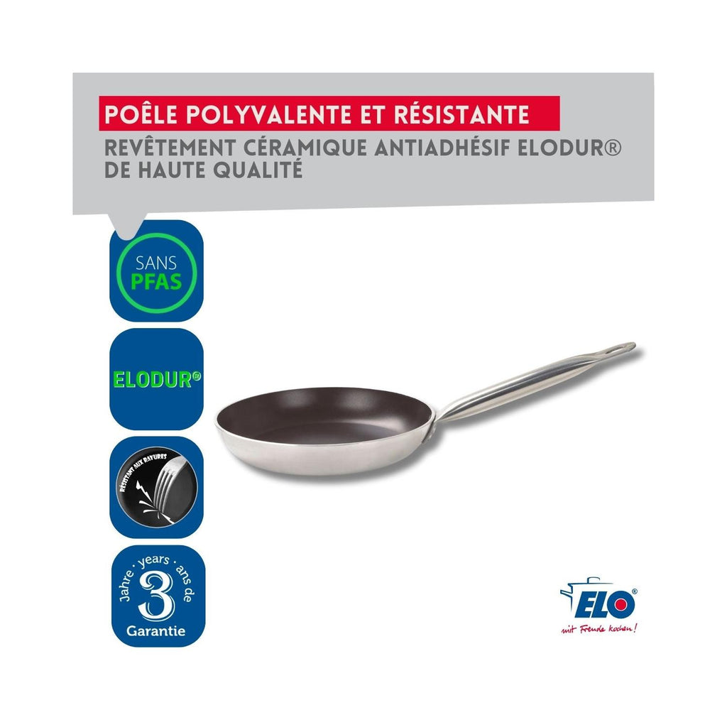 Set De 3 Poêles Céramique Sans Pfas Bistro Line Elo - Gris/Noir