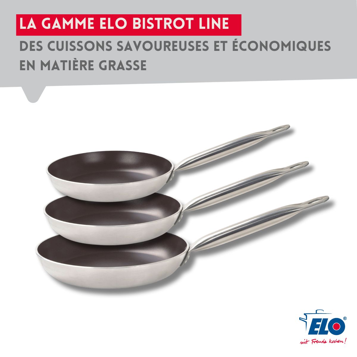Lote De 2 Sartenes Cerámica Sin Pfas Bistro Line Elo - Gris/Negro