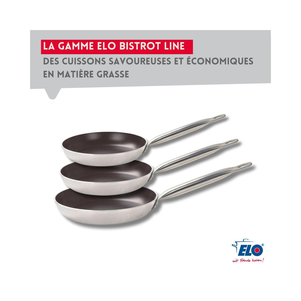 Set De 3 Poêles Céramique Sans Pfas Bistro Line Elo - Gris/Noir