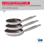 Set of 3 PFAS-Free Ceramic Frying Pans and 3 Lids Elo Bistro Line - Grey/Black/Transparent