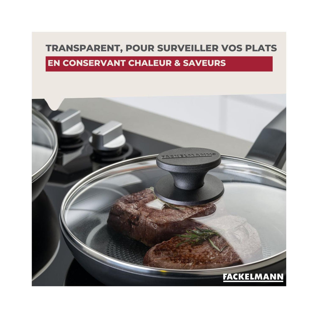 Couvercle De Cuisson En Verre Fackelmann - Transparent/Gris/Noir