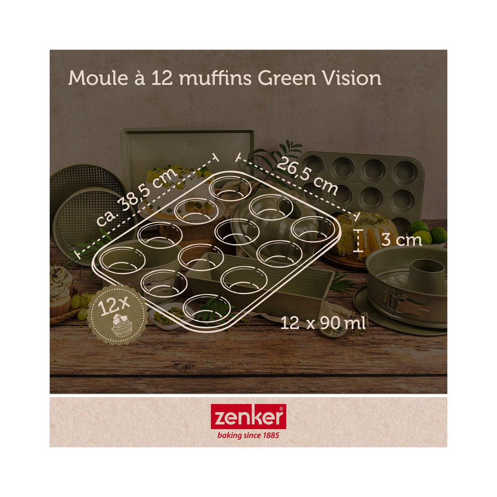 Moule À Muffins 12 Empreintes Zenker Green Vision - Vert