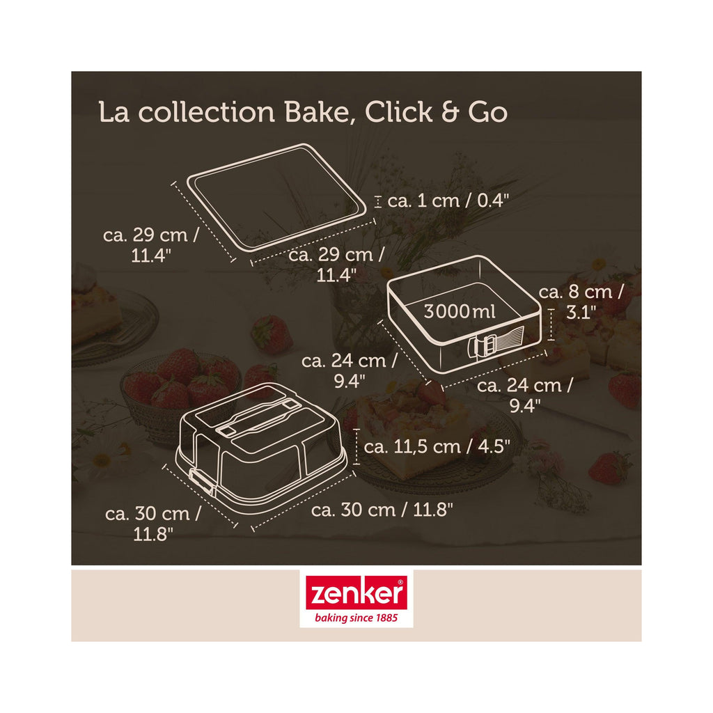 Square Springform Tin with Lid Zenker Bake Click And Go - Black
