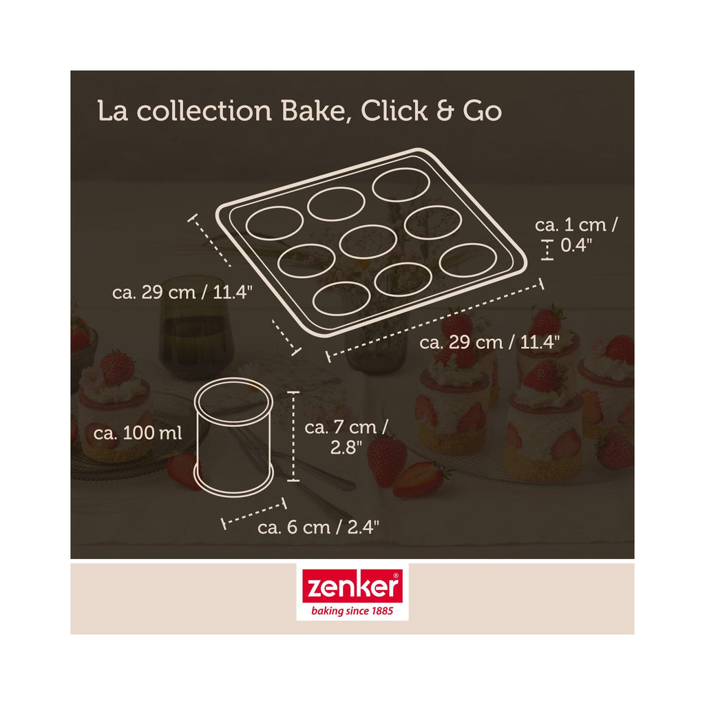 9-Cup Individual Cake Tin With Lid Zenker Bake Click And Go - Black