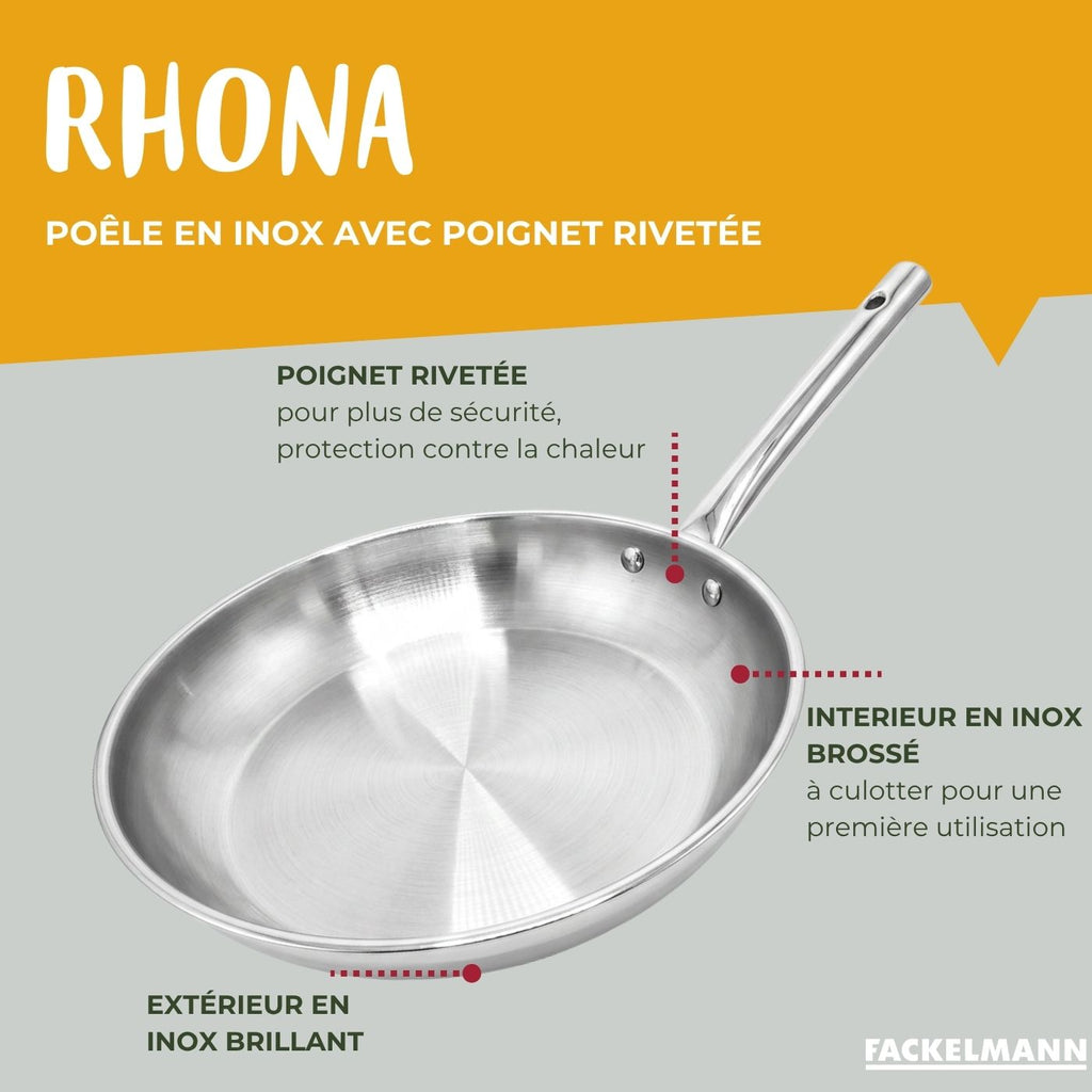 Set Of 4 Saucepans And 2 Frying Pans In Stainless Steel Fackelmann Rhona - Grey