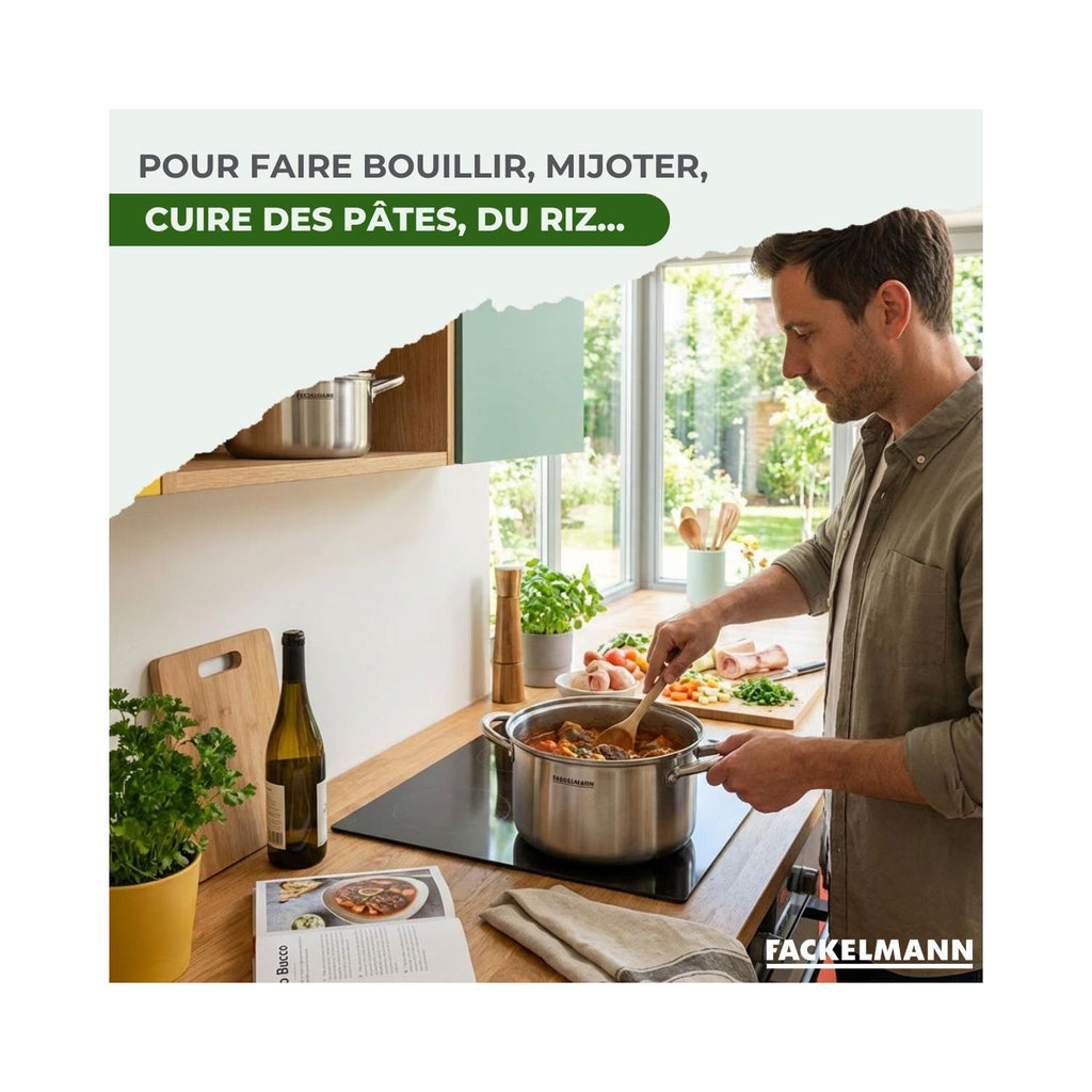 Batterie De Cuisine Avec 2 Faitouts En Inox Sans Pfas Fackelmann Vita3 - Gris