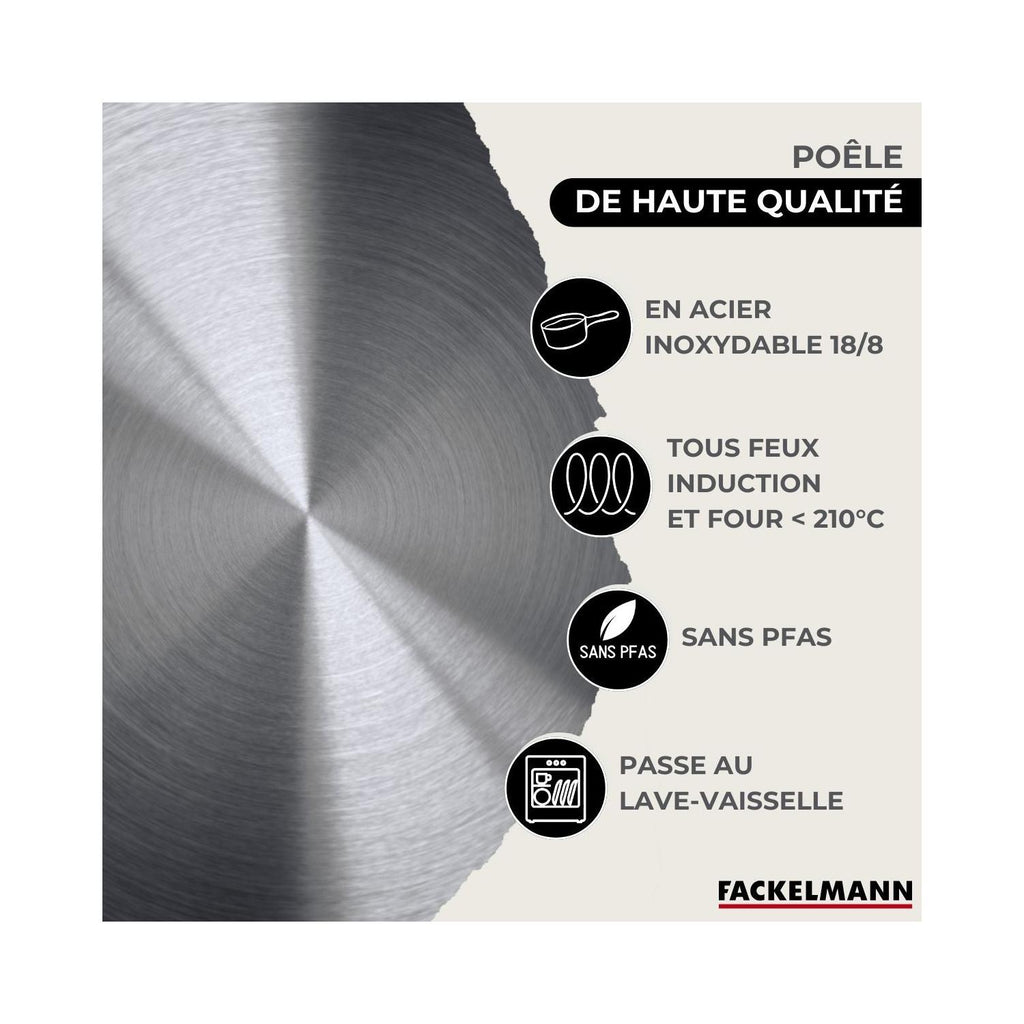 Batería De Cocina Con 3 Sartenes, 3 Cacerolas Y 6 Utensilios De Cocina Fackelmann Etherna Brillante Oxford - Inox