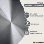 Batería De Cocina Con 2 Sartenes 3 Cazos Y 3 Cacerolas De Acero Inoxidable Sin Pfas Fackelmann Généva Brillant - Inox/Negro