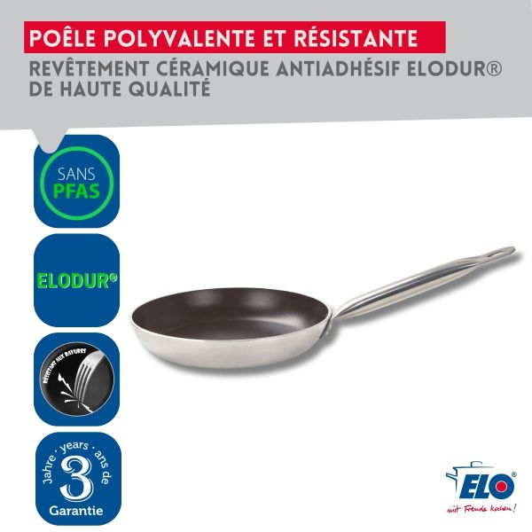 Elo PFAS-Free Ceramic Frying Pan with Lid - Grey