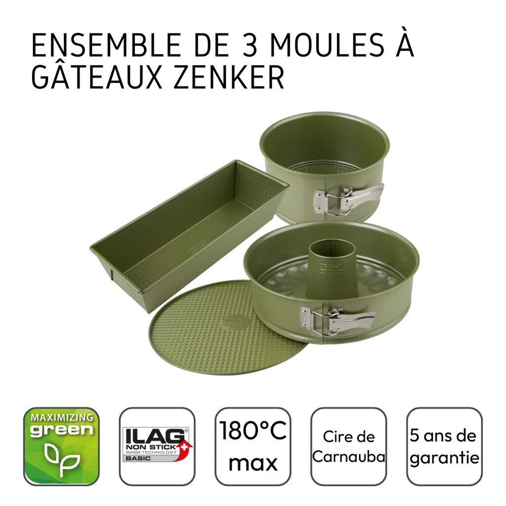 Ensemble De 3 Moules À Gâteaux Zenker Green Vision - Vert