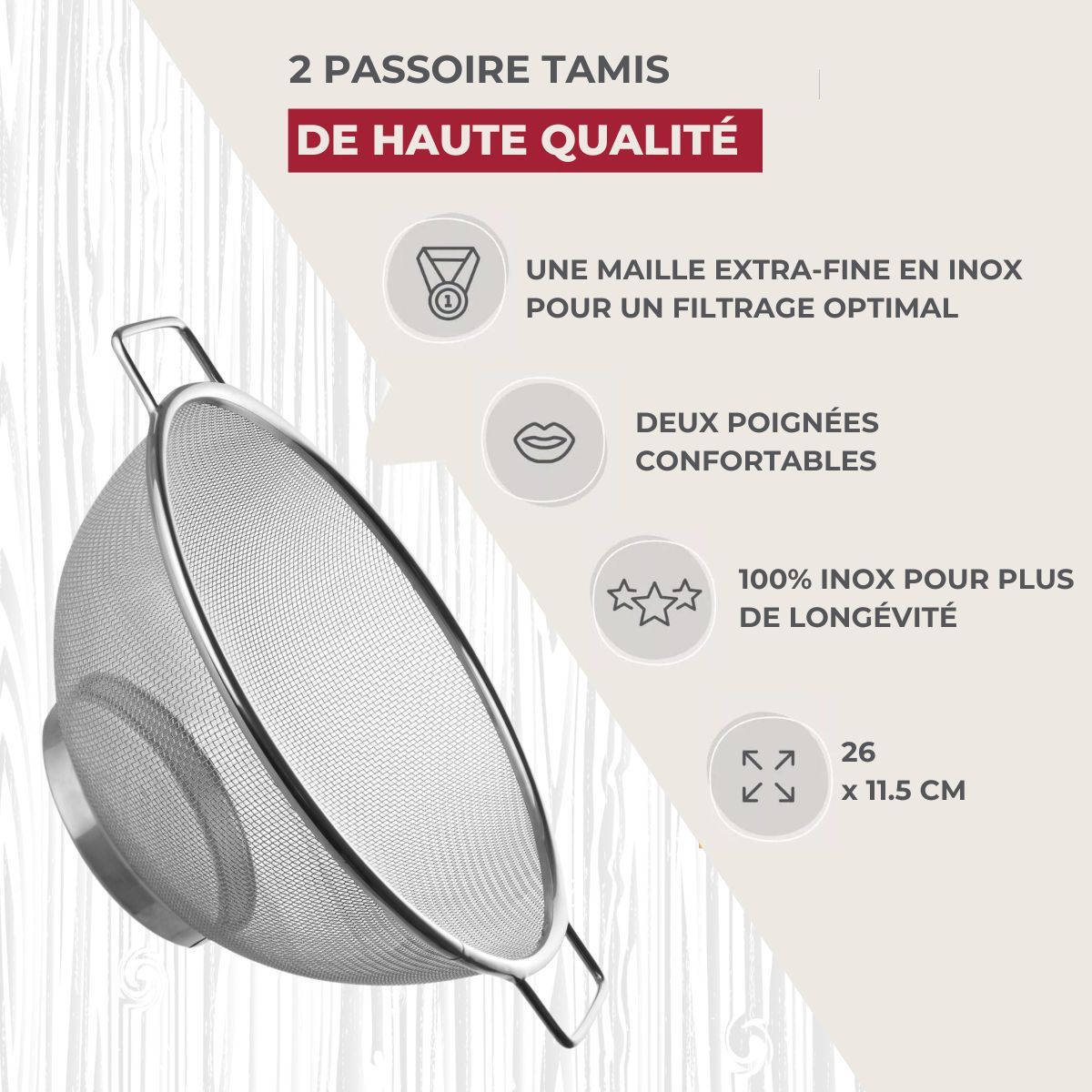 Set De 2 Passoires Inox Fackelmann - Gris