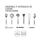 Ensemble Ustensiles De Cuisine 9 Pièces Fackelmann Elemental - Inox