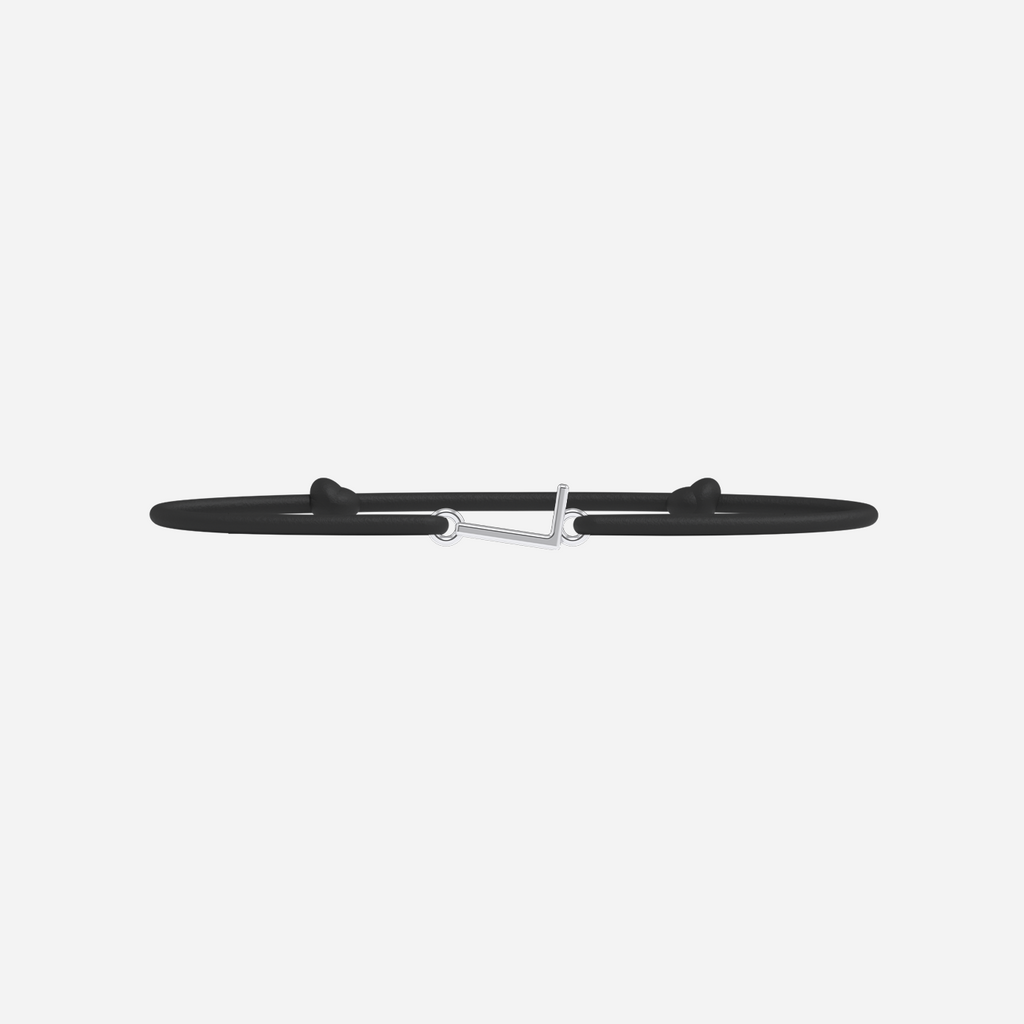 Pulsera L - Bañada en Plata - Negro