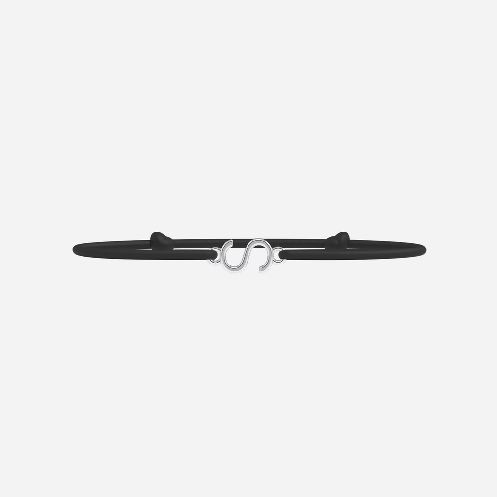 Pulsera S - Bañada en Plata - Negro