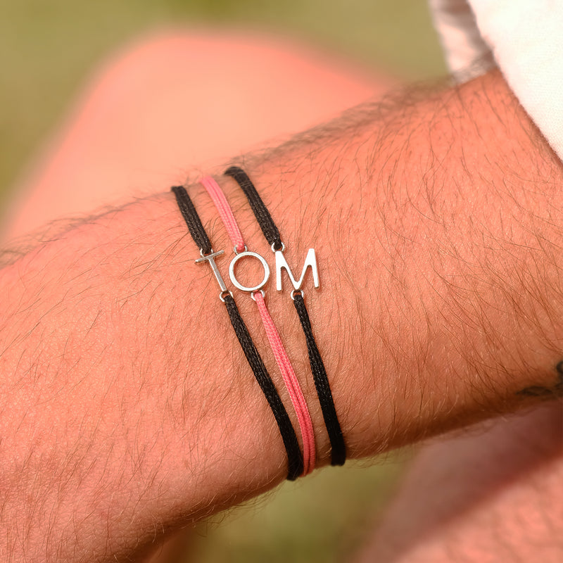 T Bracelet - Silver Plated - Black