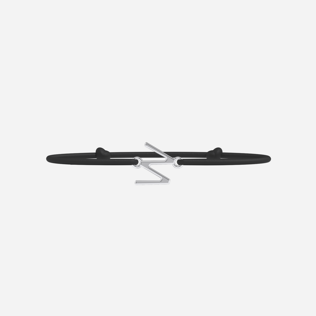 Pulsera W - Chapada en plata - Negro