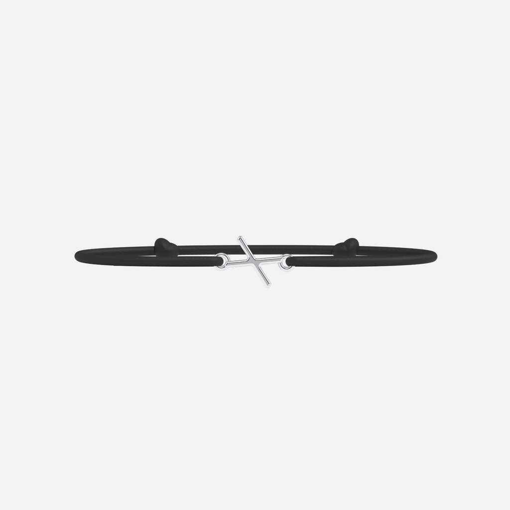 Pulsera X - Chapada en plata - Negro