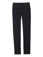 Ines De La Fressange – Jeans Anemone - Raw, jeans blu scuro in denim, vista frontale su sfondo bianco