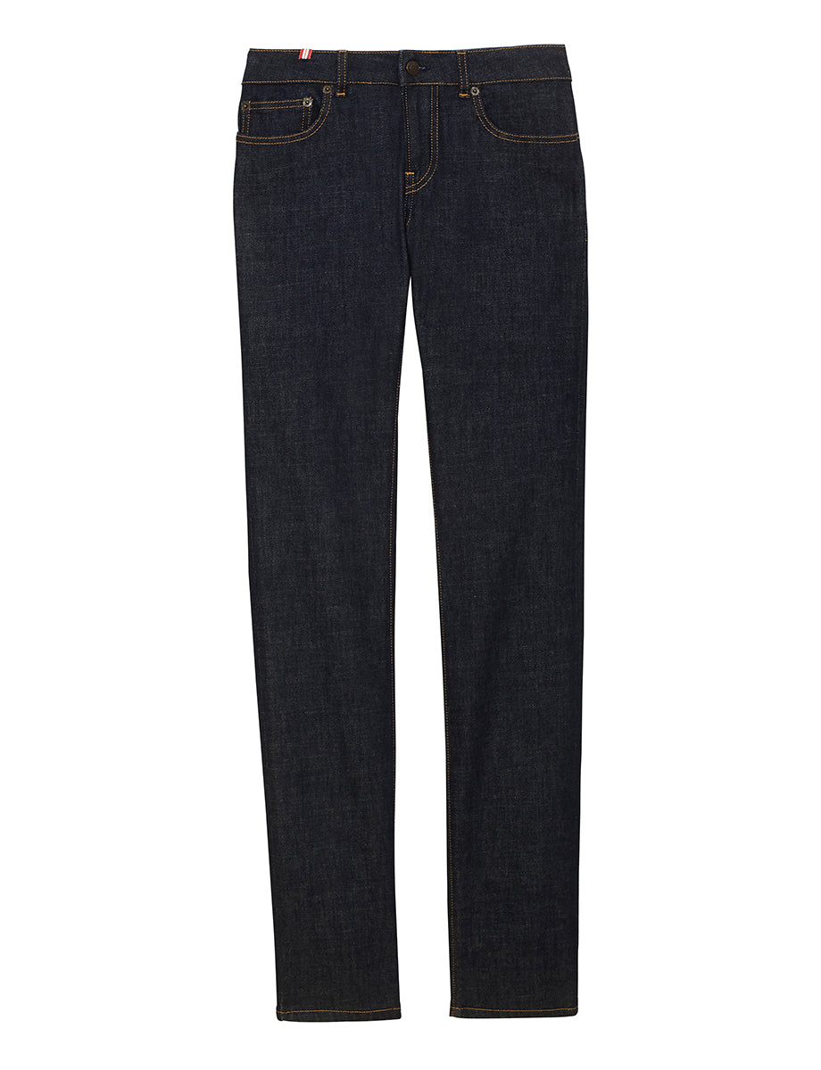 Ines De La Fressange – Jeans Anemone - Raw, jeans blu scuro in denim, vista frontale su sfondo bianco