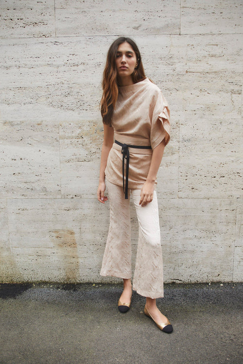 Pantalon Sixties Crop Jacquard Rustique Nude
