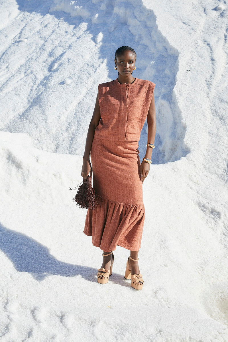 Jupe Indienne Tweed Camel