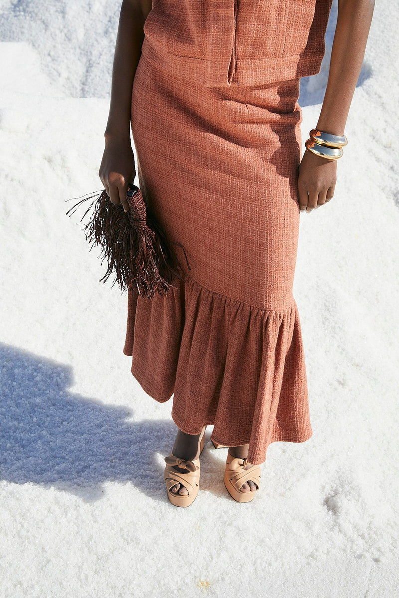 Jupe Indienne Tweed Camel