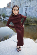 Robe Minimal Satin Marron