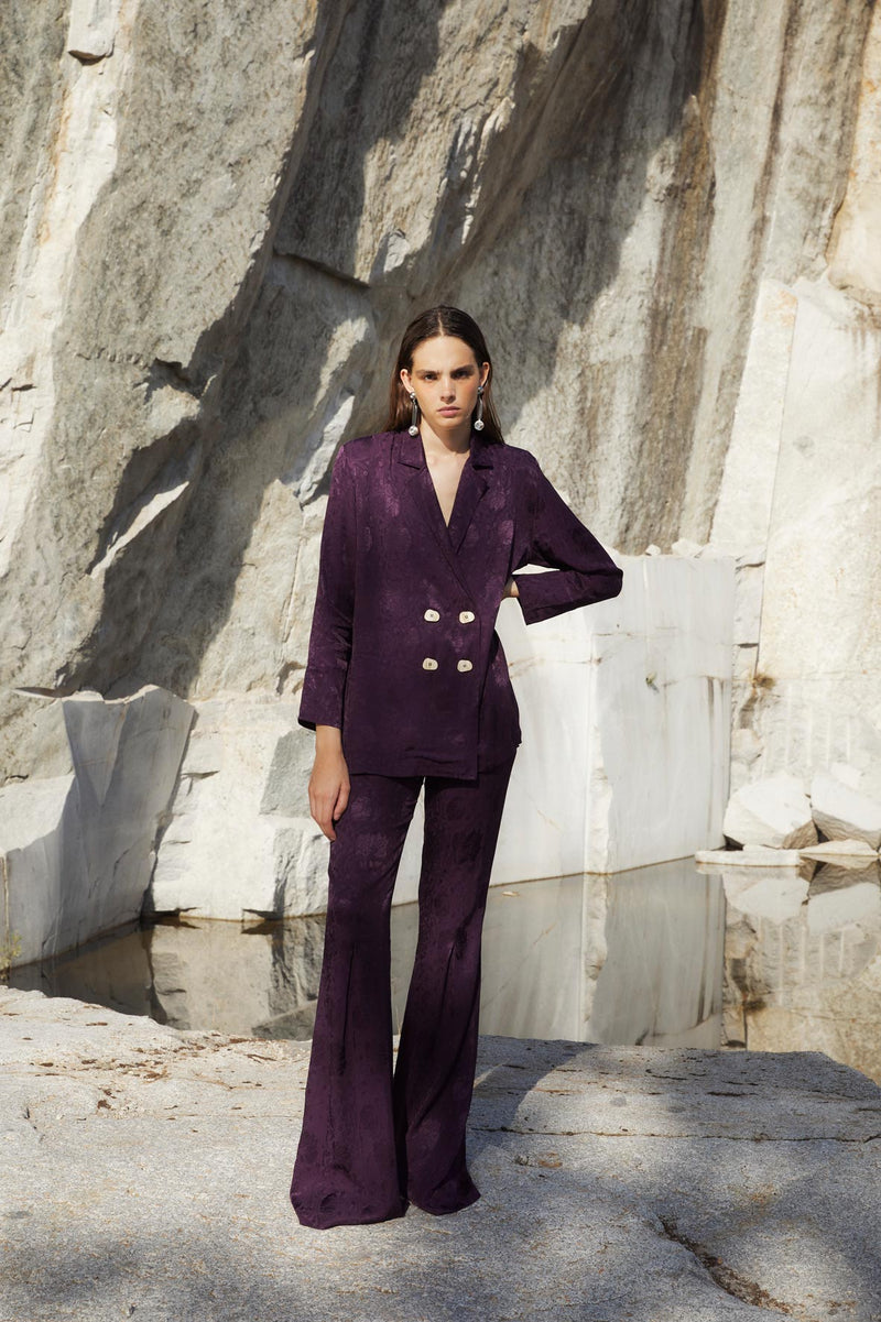 Pantalon Icon Jacquard Fleur Rétro Violet