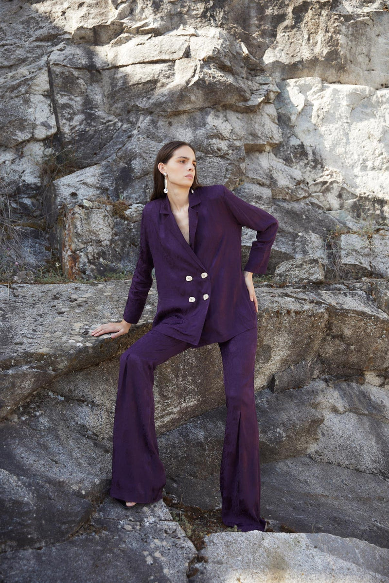 Pantalon Icon Jacquard Fleur Rétro Violet