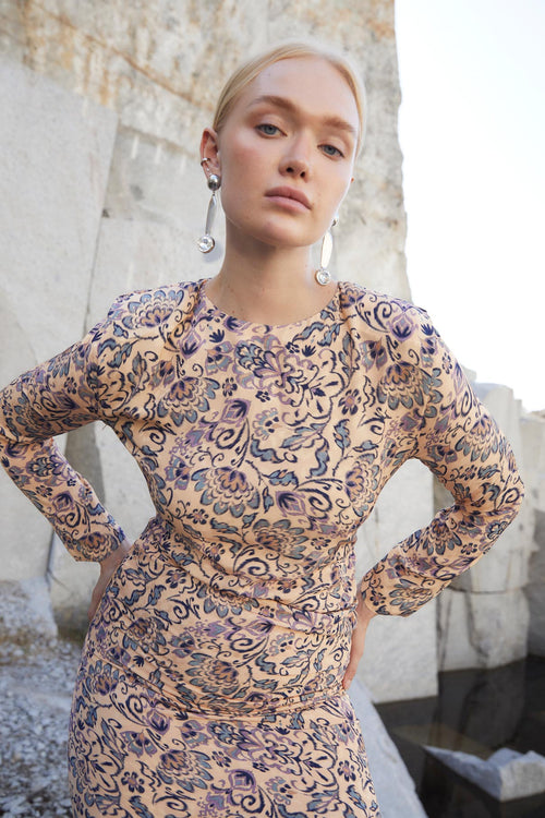 Robe Beky Fleuri Iris Beige