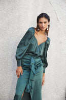 Jupe Virt Satin Froissé Cobalt