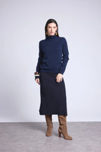 Jersey de cuello alto Iris - Azul marino - Mujer
