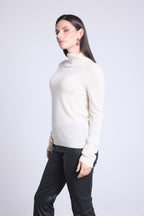Jersey Iris de cuello alto - Blanco - Mujer