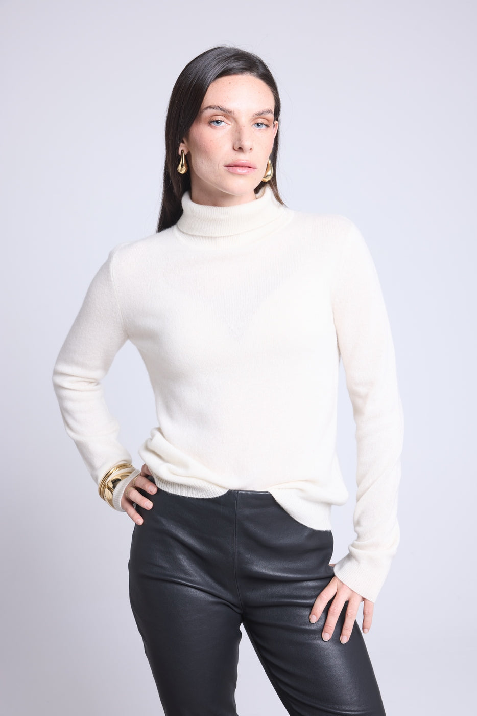 Jersey Iris de cuello alto - Blanco - Mujer