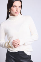 Jersey Iris de cuello alto - Blanco - Mujer