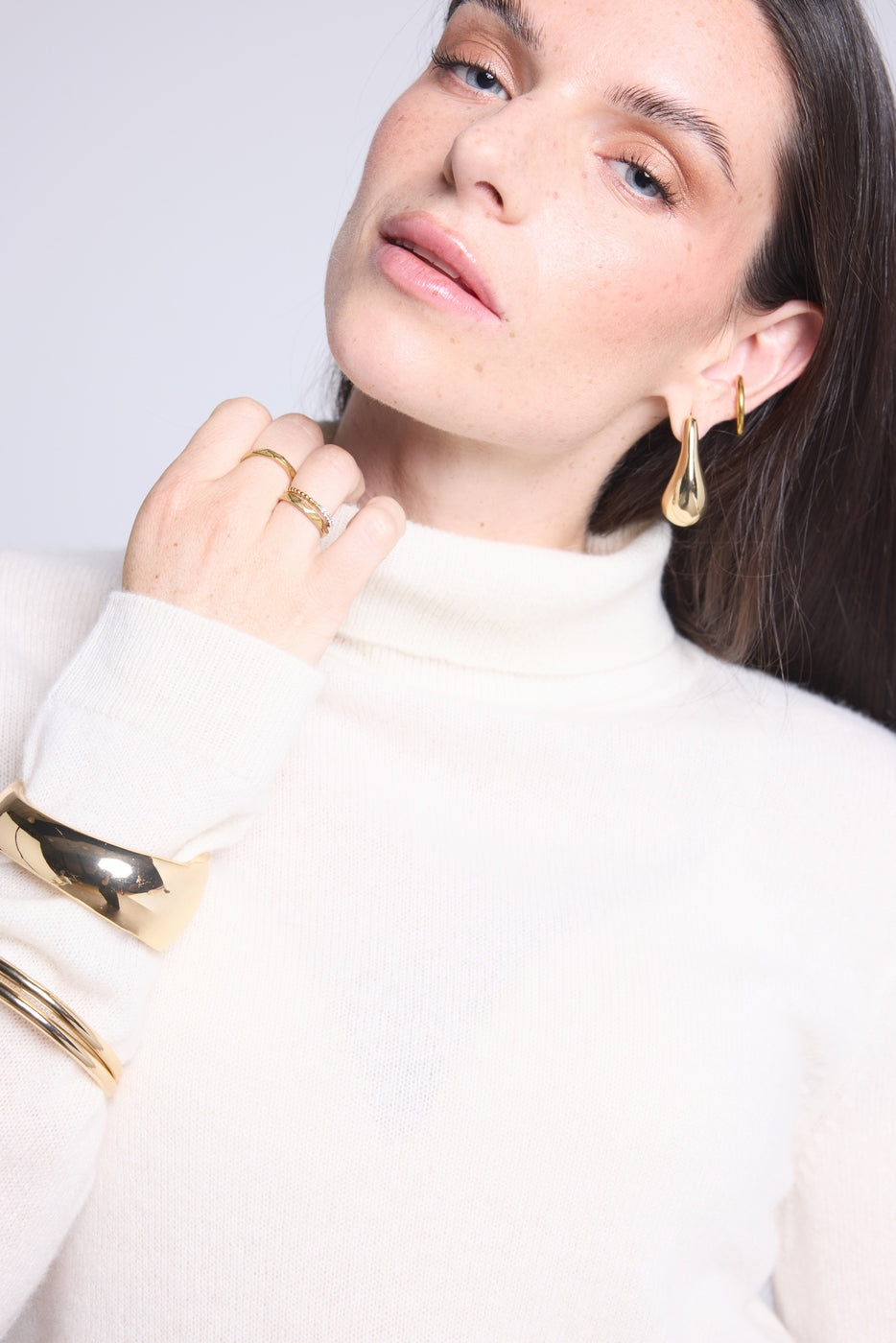 Jersey Iris de cuello alto - Blanco - Mujer