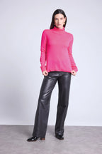 Rollkragenpullover Iris – Neonpink – Damen – 100 % Kaschmir